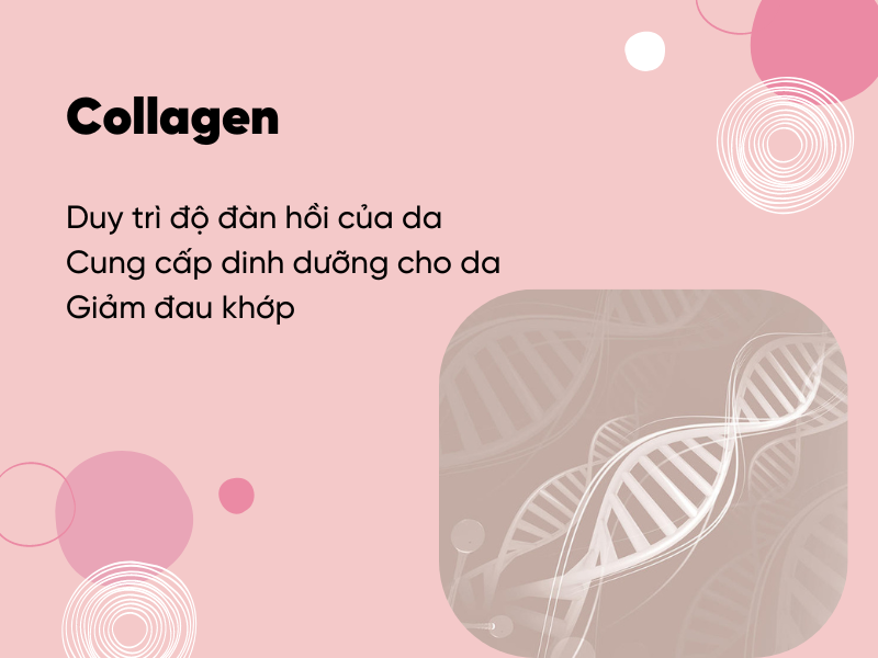 Collagen giúp cung cấp dưỡng chất cho da, tăng độ đàn hồi cho da.