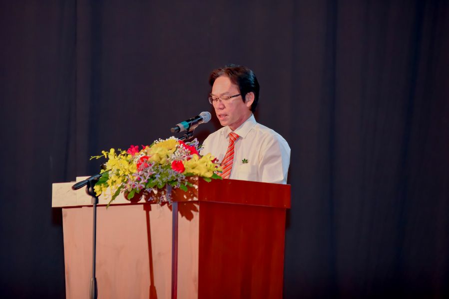 Ông Nguyễn An - Giám đốc thương mại Sâm Ngọc Linh Kon Tum K5 phát biểu tại buổi lễ khai mạc.