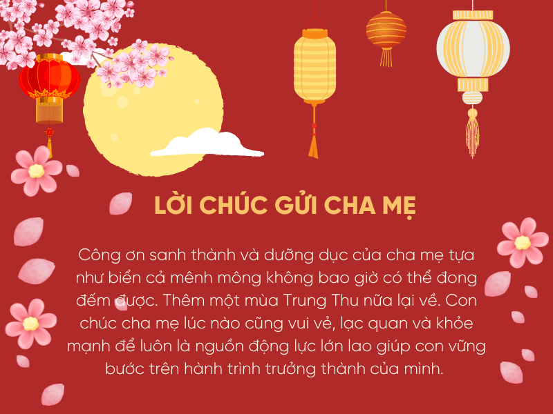 Lời chúc mừng Trung Thu gửi tặng cha mẹ.