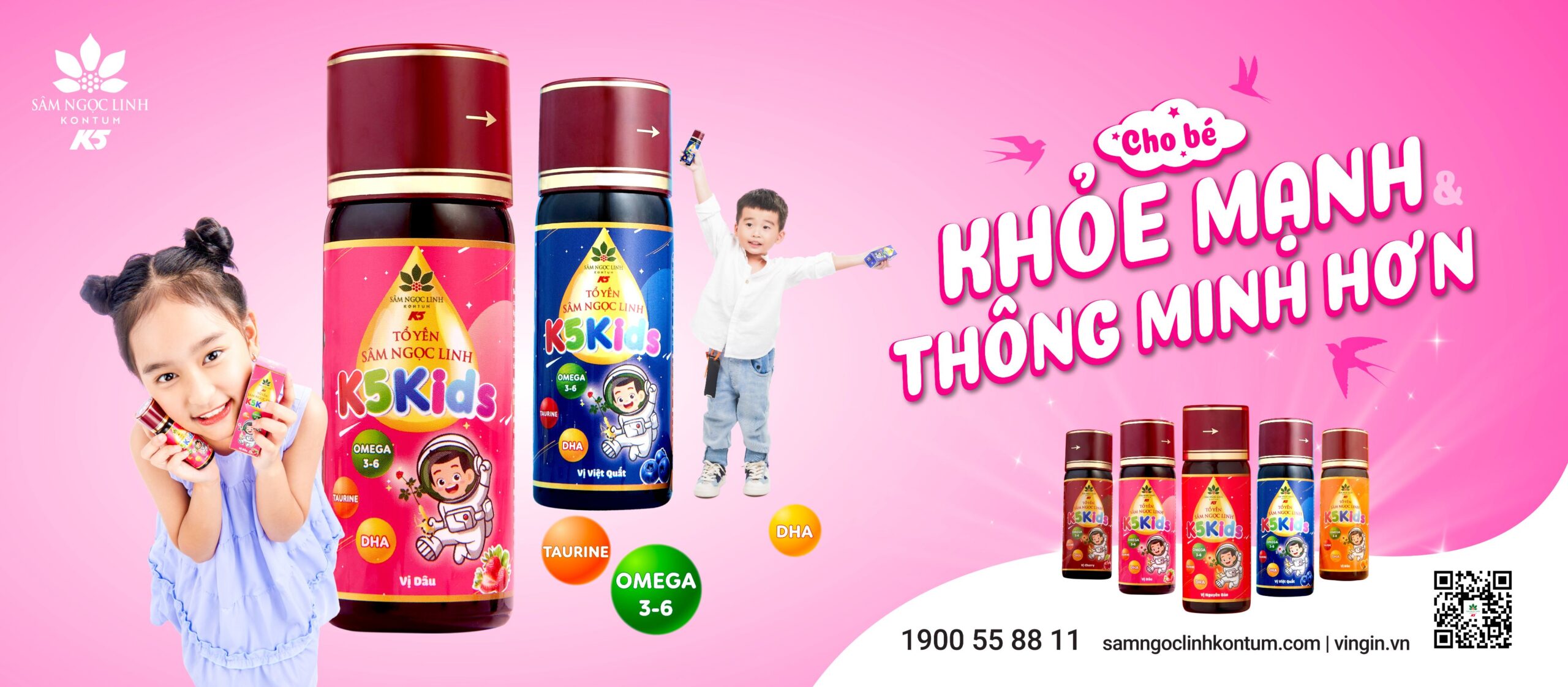 Tổ yến Sâm Ngọc Linh K5 Kids giúp bé yêu thông minh, khỏe mạnh hơn.