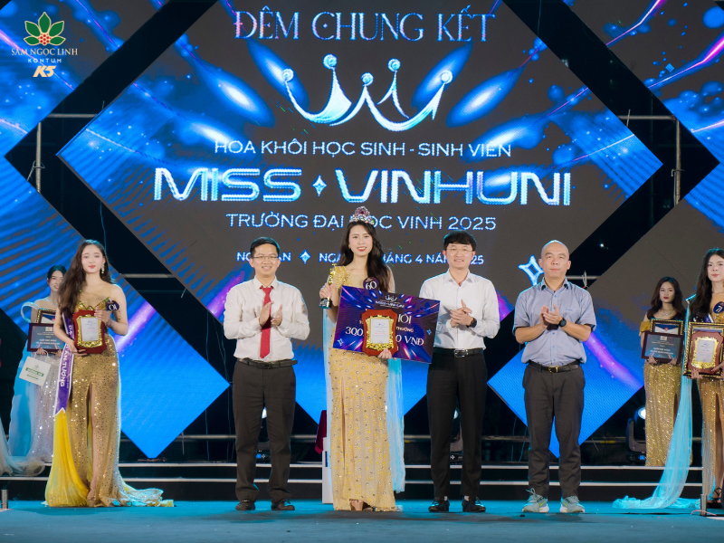 Thí sinh Phạm Thị Trà Giang - sinh viên của khoa Giáo dục mầm non đã đăng quang cuộc thi Miss VinhUni - Hoa khôi học sinh - sinh viên Trường Đại học Vinh năm 2025.