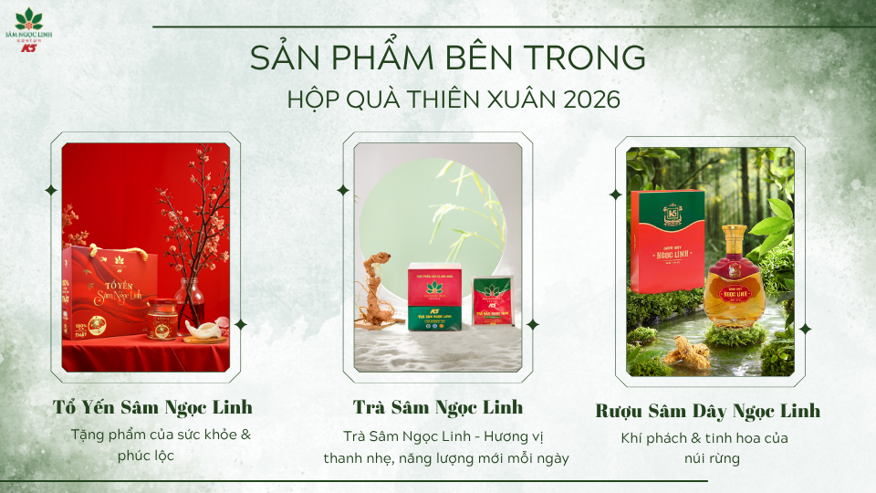 Sản phẩm bên trong của hộp quà Thiên Xuân 2026.