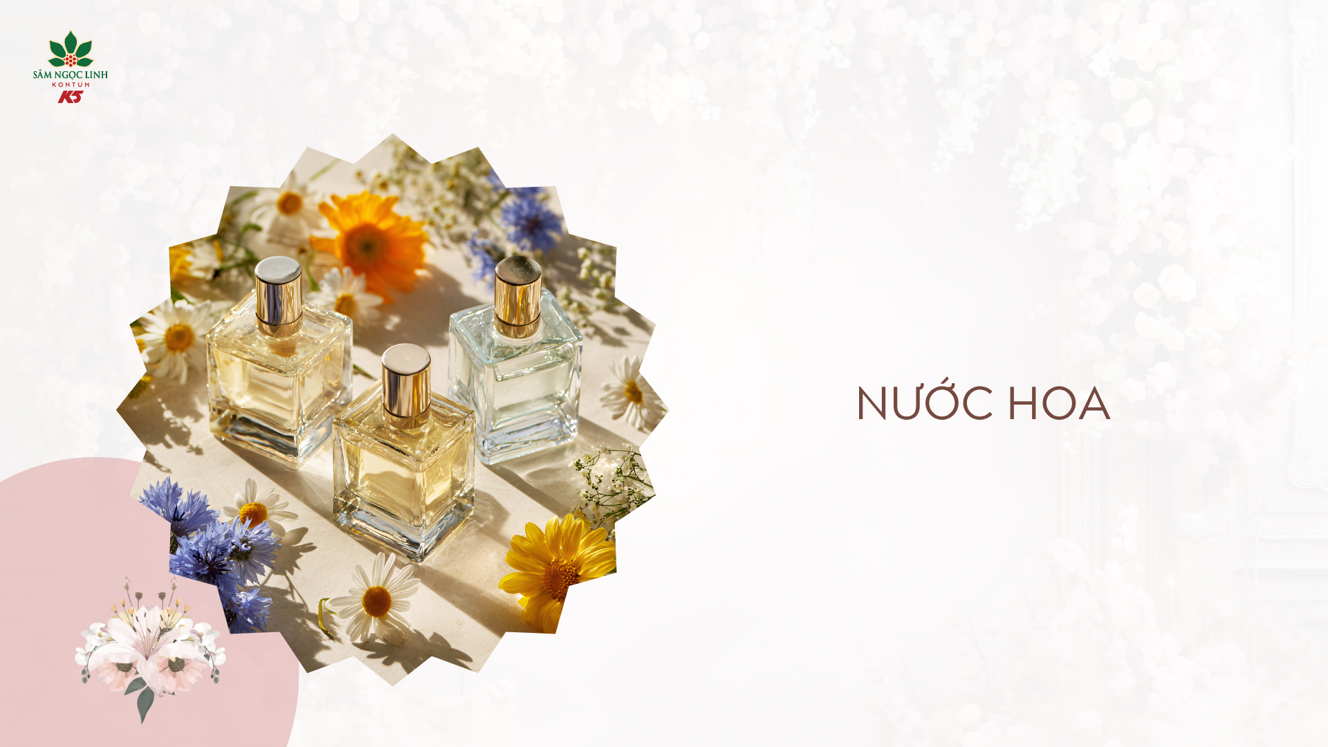 Nước hoa - Mang đến hương thơm nhẹ nhàng khi đối diện với mọi người.