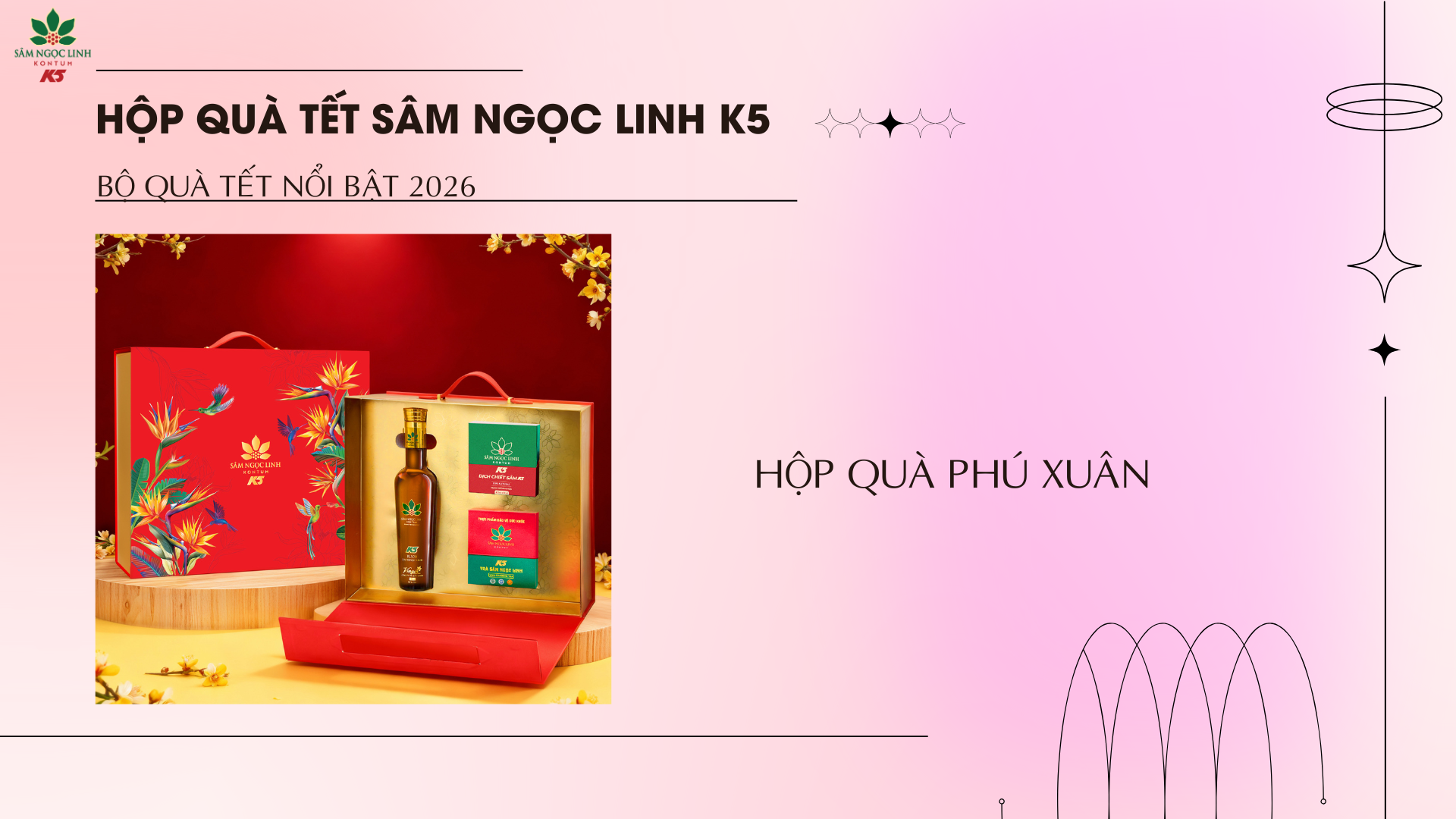 Hộp quà Phú Xuân của Sâm Ngọc Linh K5.