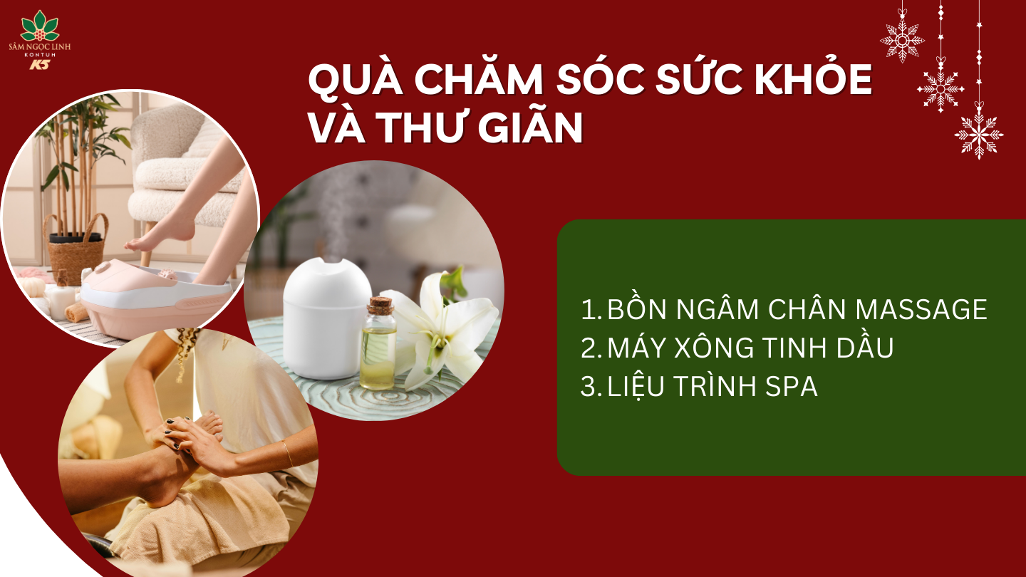 Quà chăm sóc sức khỏe và thư giãn giúp mẹ có thời gian nghỉ ngơi và chăm sóc cơ thể hơn.