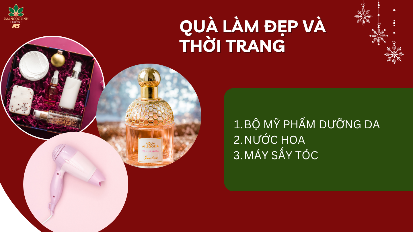 Quà làm đẹp và thời trang giúp mẹ thêm tự tin trước những buổi tiệc.