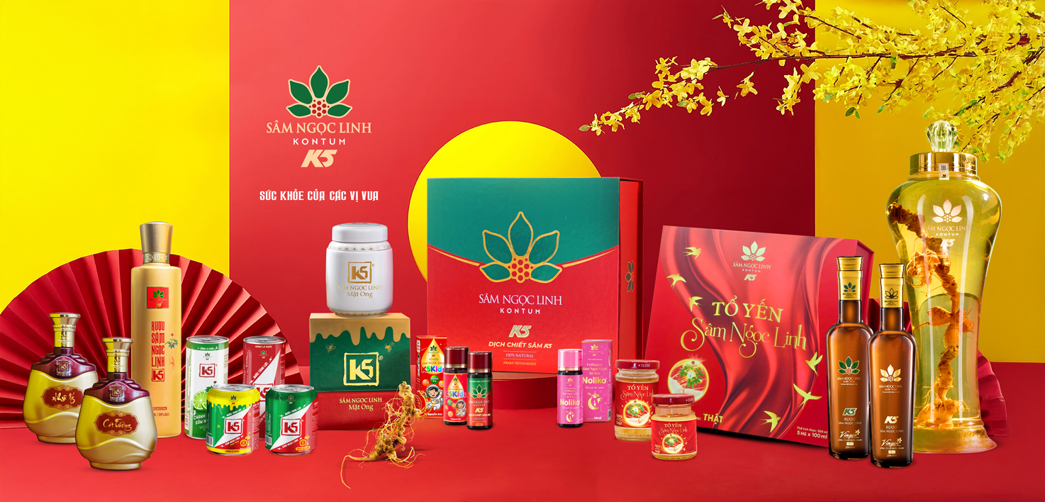 Các chế phẩm Sâm Ngọc Linh của thương hiệu Sâm Ngọc Linh K5.