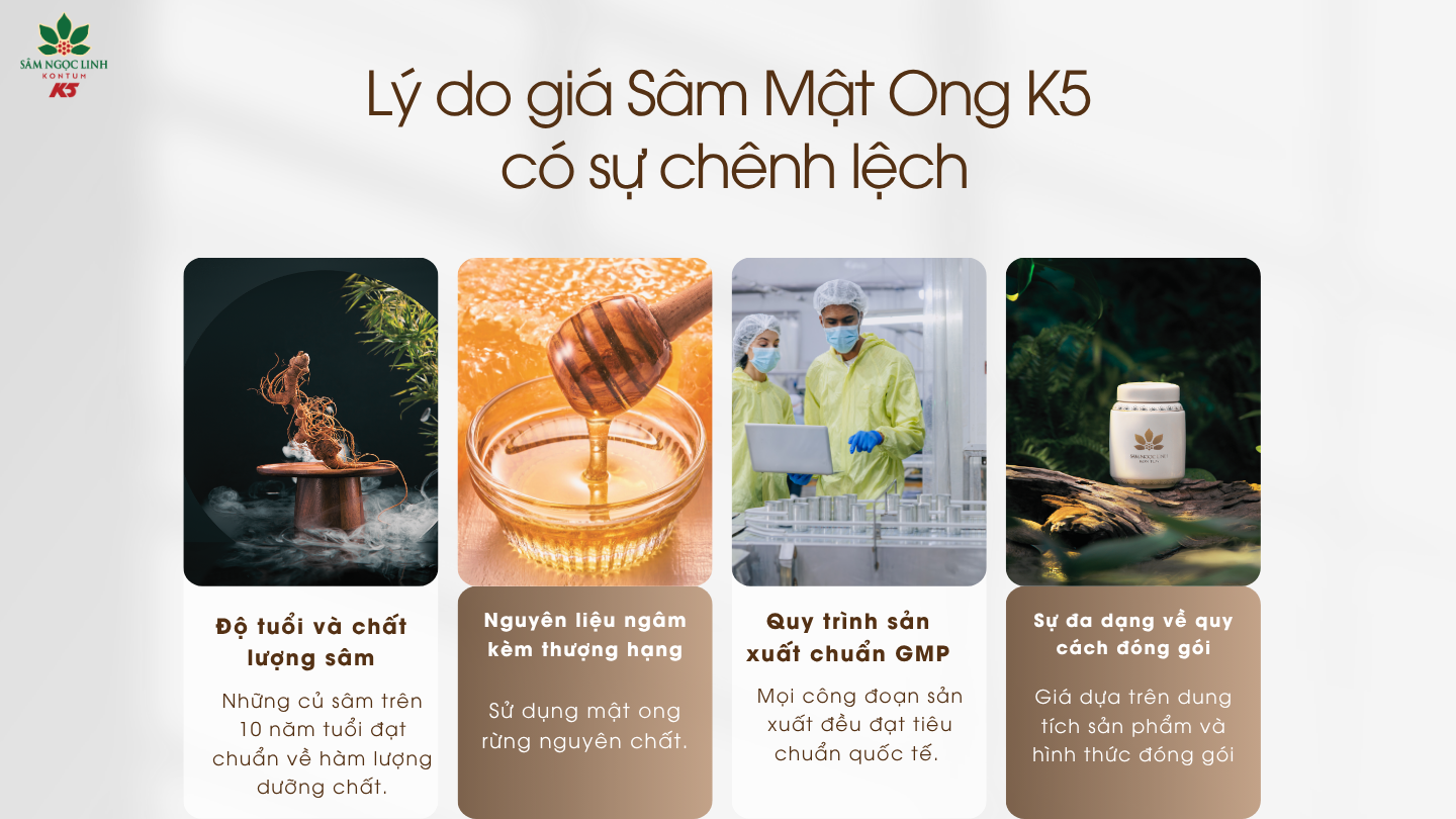 Lý do giá Sâm Mật Ong K5 có sự chênh lệch.