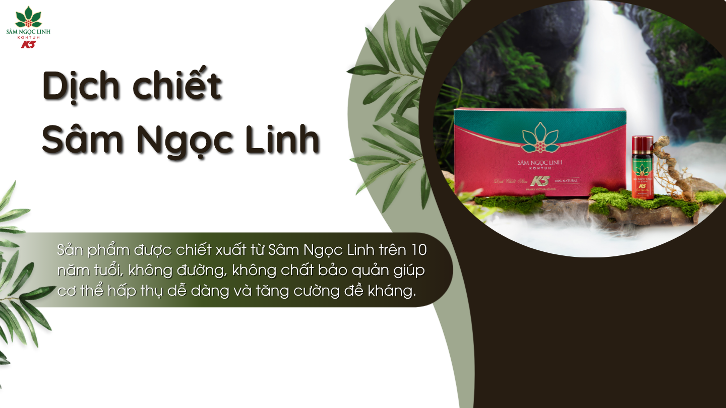 Sản phẩm Dịch Chiết Sâm Ngọc Linh không đường, không chất bảo quản giúp cải thiện sức khỏe người dùng.