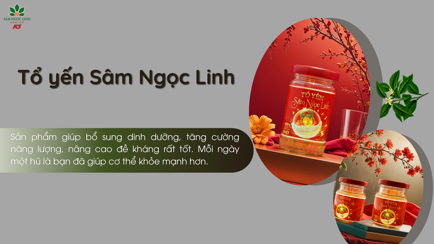 Sản phẩm Tổ yến Sâm Ngọc Linh giúp bổ sung dinh dưỡng, cho cơ thể khỏe hơn.