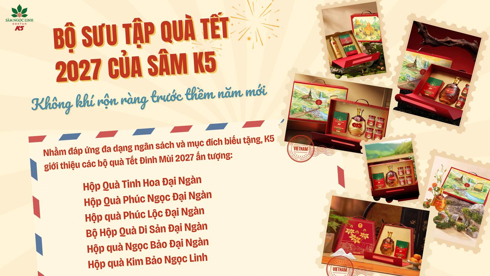 Bộ sưu tập quà Tết 2027 của nhà Sâm K5.
