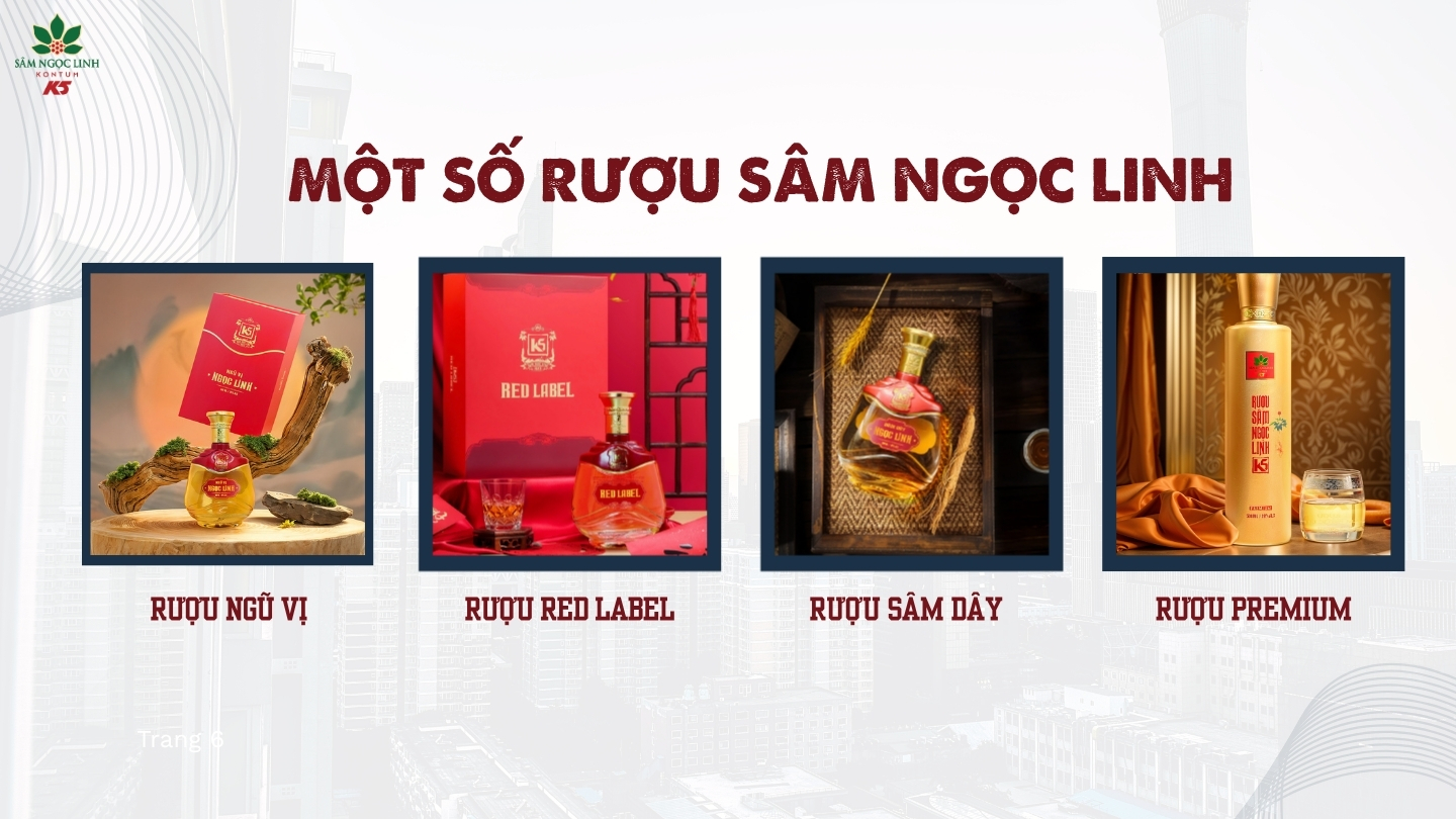 Sản phẩm Rượu Sâm Ngọc Linh.