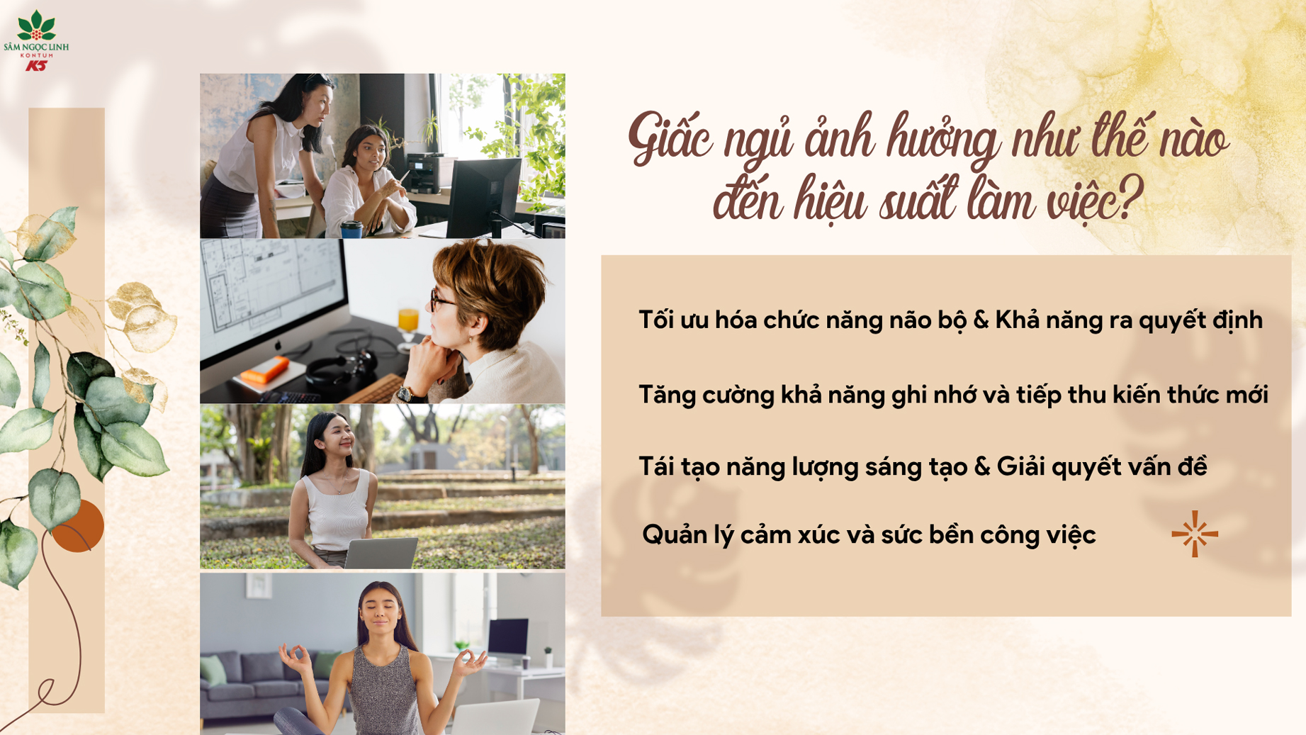 Giấc ngủ là một trong những yếu tố quyết định nên chất lượng và hiệu suất công việc có cao hay không.