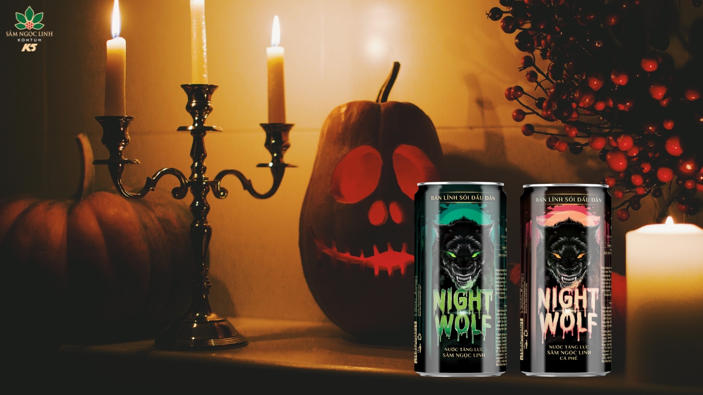Nước tăng lực Night Wolf – Thêm sắc màu cá tính cho tiệc Halloween.